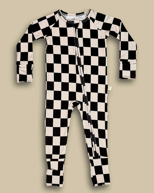 Bamboo Zippered PJ | Oat & Ink Checked