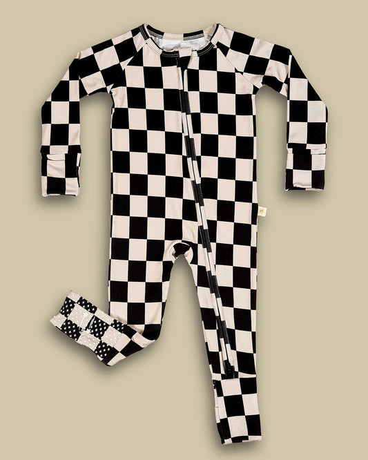 Bamboo Zippered PJ | Oat & Ink Checked